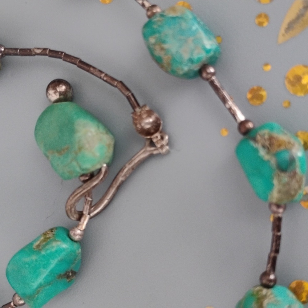 Native American sterling silver turquoise necklace - Picture 5 of 13